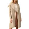 imagechouyatou Womens Fall Open Front Wool Coat Long Sleeve Shawl Collar Midi Long Winter Trench CoatApricot
