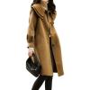 imagechouyatou Womens Peter Pan Collar Wool Coat Single Breasted Winter Midi Long Trench Pea CoatCamel