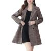 imagechouyatou Womens Winter Thick Double Breasted Belt Plaid MidLong Wool Pea CoatsKhaki