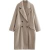 imagechouyatou Womens Winter Warm Notch Lapel Double Breasted Long Wool Coat OvercoatApricot