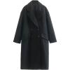 imagechouyatou Womens Winter Warm Notch Lapel Double Breasted Long Wool Coat OvercoatBlack