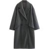 imagechouyatou Womens Winter Warm Notch Lapel Double Breasted Long Wool Coat OvercoatGrey