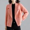 imagechouyatou Womens Casual Business Wool Blend Trench Coat Loose Double Breasted Dressy Blazer Pea CoatPink