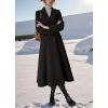imagechouyatou Womens Double Breasted Midi Long Wool Notch Lapel Woolen Winter Trench Coat OvercoatBlack