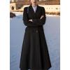 imagechouyatou Womens Double Breasted Midi Long Wool Notch Lapel Woolen Winter Trench Coat OvercoatBlack