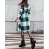 imagechouyatou Womens Double Breasted Wool Blend Plaid Peacoat Notched Lapel Casual Work Long Wool Trench Coat OvercoatGreen