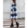 imagechouyatou Womens Double Breasted Wool Blend Plaid Peacoat Notched Lapel Casual Work Long Wool Trench Coat OvercoatNavy Blue