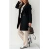 imagechouyatou Womens Elegant Double Breasted Midi Long Wool Pea Coat Work Dressy Casual Winter Trench CoatBlack