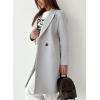imagechouyatou Womens Elegant Double Breasted Midi Long Wool Pea Coat Work Dressy Casual Winter Trench CoatGrey