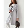 imagechouyatou Womens Elegant Double Breasted Midi Long Wool Pea Coat Work Dressy Casual Winter Trench CoatGrey