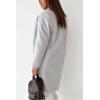 imagechouyatou Womens Elegant Double Breasted Midi Long Wool Pea Coat Work Dressy Casual Winter Trench CoatGrey