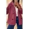 imagechouyatou Womens Elegant Lapel Double Breasted Wool Blend Overcoat Short Wool Pea Coat with PocketsDark Red
