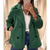 imagechouyatou Womens Elegant Lapel Double Breasted Wool Blend Overcoat Short Wool Pea Coat with PocketsGreen