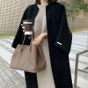 imagechouyatou Womens Elegant Office Oversized Open Front Wool Blend Mid Long Coat Overcoat One Size BeigeBlack