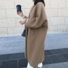 imagechouyatou Womens Elegant Office Oversized Open Front Wool Blend Mid Long Coat Overcoat One Size BeigeCamel