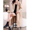 imagechouyatou Womens Elegant Wool Blend Overcoat Notched Collar Wrap Mid Long Trench Coat with BeltKhaki