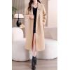 imagechouyatou Womens Elegant Wool Blend Overcoat Notched Collar Wrap Mid Long Trench Coat with BeltKhaki