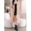 imagechouyatou Womens Elegant Wool Blend Overcoat Notched Collar Wrap Mid Long Trench Coat with BeltKhaki