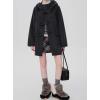 imagechouyatou Womens Fall Single Breasted Duffle Coat Collarless Preppy Winter Mid Long Wool Toggle CoatGrey