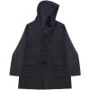 imagechouyatou Womens Fall Single Breasted Duffle Coat Collarless Preppy Winter Mid Long Wool Toggle CoatGrey