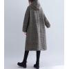 imagechouyatou Womens Retro Houndstooth Plaid Single Breasted Long Wool Coat with HoodCoffee