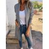 imagechouyatou Womens Shawl Collar Lightweight Wool Coat Open Front Long Trench Coat Blazer Jacket with PocketsGray