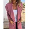 imagechouyatou Womens Shawl Collar Lightweight Wool Coat Open Front Long Trench Coat Blazer Jacket with PocketsPink