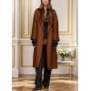 imagechouyatou Womens Winter Business Casual Wool Coat Notch Lapel Midi Long Winter Trench Coat with BeltBrown