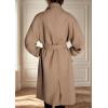 imagechouyatou Womens Winter Business Casual Wool Coat Notch Lapel Midi Long Winter Trench Coat with BeltKhaki