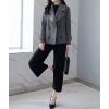 imagechouyatou Womens Winter Casual Wool Blend Trench Coat Loose Double Breasted Plaid Notched Collar Pea CoatGrey