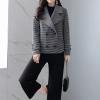 imagechouyatou Womens Winter Casual Wool Blend Trench Coat Loose Double Breasted Plaid Notched Collar Pea CoatGrey