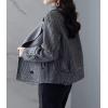 imagechouyatou Womens Winter Casual Wool Blend Trench Coat Loose Double Breasted Plaid Notched Collar Pea CoatGrey