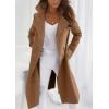 imagechouyatou Womens Winter Double Breasted Notch Lapel Wool Coat Business Casual Midi Long Wool Blend OvercoatBrown
