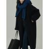imagechouyatou Womens Winter Dressy Single Breasted Turn Down Collar Maxi Long Wool Coat Trench CoatBlack