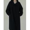 imagechouyatou Womens Winter Dressy Single Breasted Turn Down Collar Maxi Long Wool Coat Trench CoatBlack