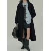 imagechouyatou Womens Winter Dressy Single Breasted Turn Down Collar Maxi Long Wool Coat Trench CoatBlack