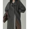 imagechouyatou Womens Winter Dressy Single Breasted Turn Down Collar Maxi Long Wool Coat Trench CoatGrey