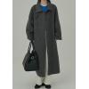 imagechouyatou Womens Winter Dressy Single Breasted Turn Down Collar Maxi Long Wool Coat Trench CoatGrey