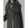 imagechouyatou Womens Winter Dressy Single Breasted Turn Down Collar Maxi Long Wool Coat Trench CoatGrey