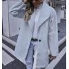 imagechouyatou Womens Winter Elegant Shawl Collar Wool Coat Formal Work Mid Long Wool Trench CoatLight Blue