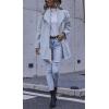 imagechouyatou Womens Winter Elegant Shawl Collar Wool Coat Formal Work Mid Long Wool Trench CoatLight Blue