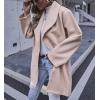 imagechouyatou Womens Winter Elegant Shawl Collar Wool Coat Formal Work Mid Long Wool Trench CoatLight Khaki