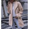 imagechouyatou Womens Winter Elegant Shawl Collar Wool Coat Formal Work Mid Long Wool Trench CoatLight Khaki