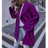 imagechouyatou Womens Winter Elegant Shawl Collar Wool Coat Formal Work Mid Long Wool Trench CoatPurple