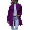 imagechouyatou Womens Winter Elegant Shawl Collar Wool Coat Formal Work Mid Long Wool Trench CoatPurple