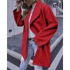 imagechouyatou Womens Winter Elegant Shawl Collar Wool Coat Formal Work Mid Long Wool Trench CoatRed