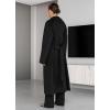 imagechouyatou Womens Winter Open Front Wool Coat Business Casual Midi Long Winter Trench Coat with BeltBlack