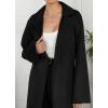 imagechouyatou Womens Winter Open Front Wool Coat Business Casual Midi Long Winter Trench Coat with BeltBlack