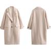 imagechouyatou Womens Winter Single Breasted Boucle Wool Coat Business Casual Warm Wool Trench CoatOffwhite