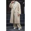 imagechouyatou Womens Winter Single Breasted Boucle Wool Coat Business Casual Warm Wool Trench CoatOffwhite
